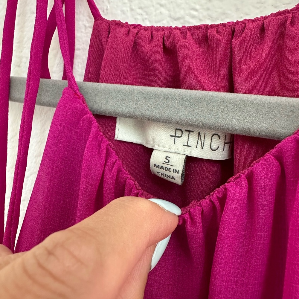 Lulu’s Tie-Strap Tiered Dress in Magenta, Size Small - like new! - Picture 2 of 7